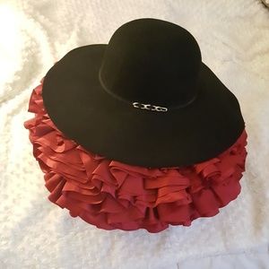 Wide Floppy Wool Black Hat NWT